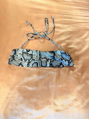 Black & White Snake Print Bandeau Bikini Top